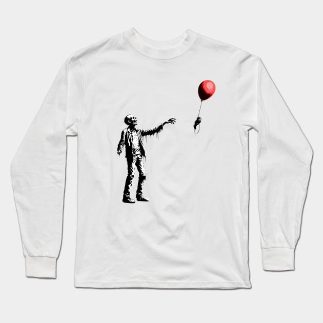 Zombie Balloon Banksy Style Long Sleeve T-Shirt by TinusCartoons